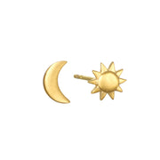 Celestial Sun and Moon Stud Earrings