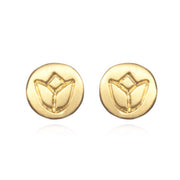 Lotus Blossom Gold Stud Earrings