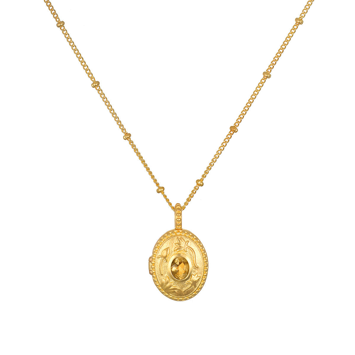 November Birthstone Locket Necklace with Lotus Citrine