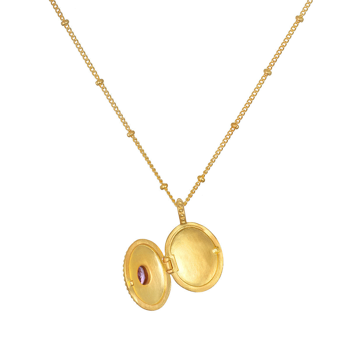 February Amethyst Birthstone Locket Necklace by Lotus