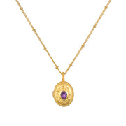 February Amethyst Birthstone Locket Necklace by Lotus
