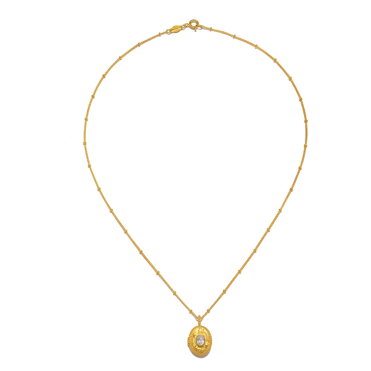 April Birthstone Locket Necklace with Lotus White Topaz