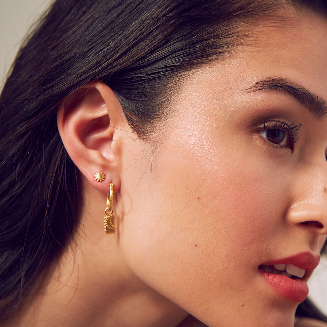 Celestial Sun and Moon Stud Earrings