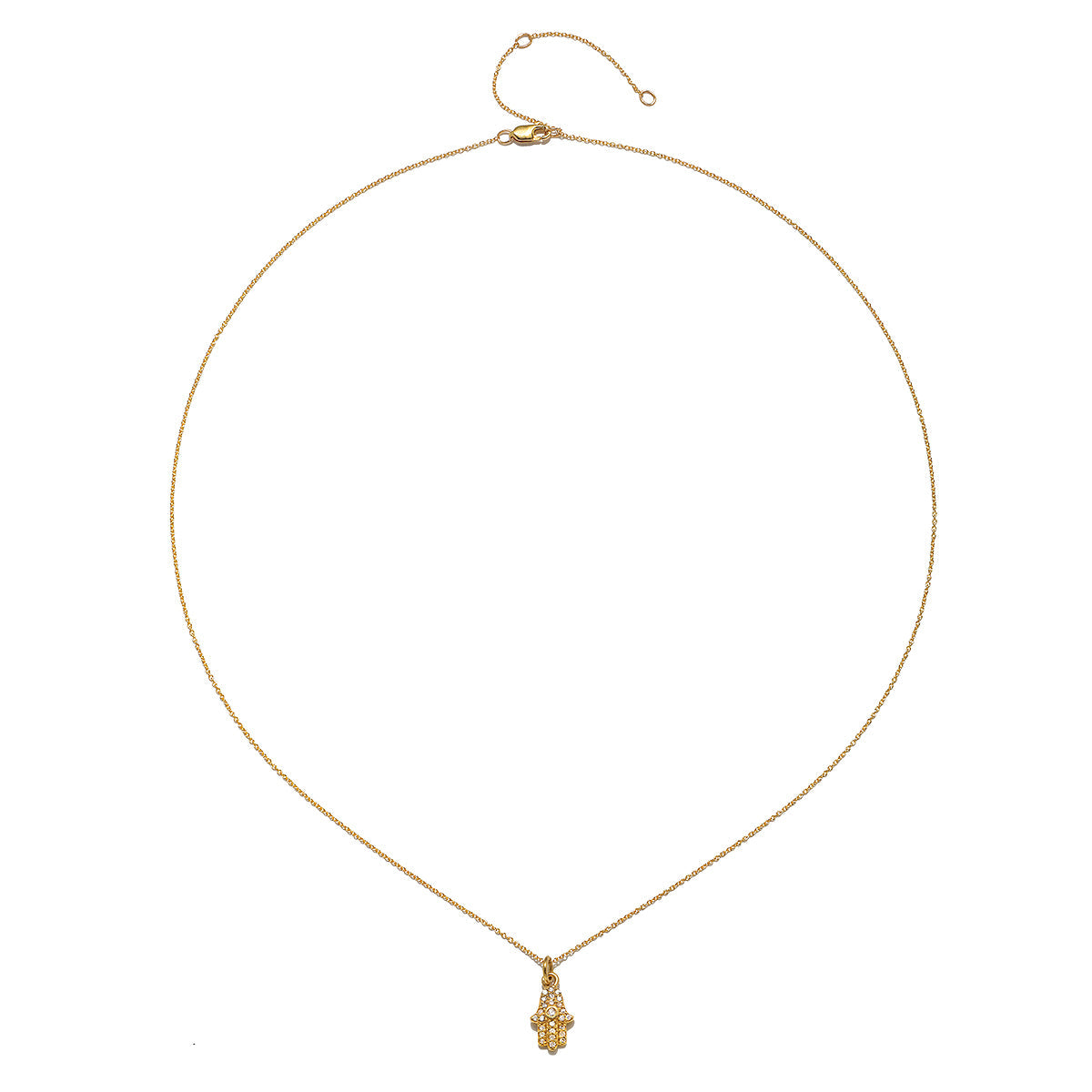 14kt Gold Hamsa Necklace with Diamonds - Many Blessings