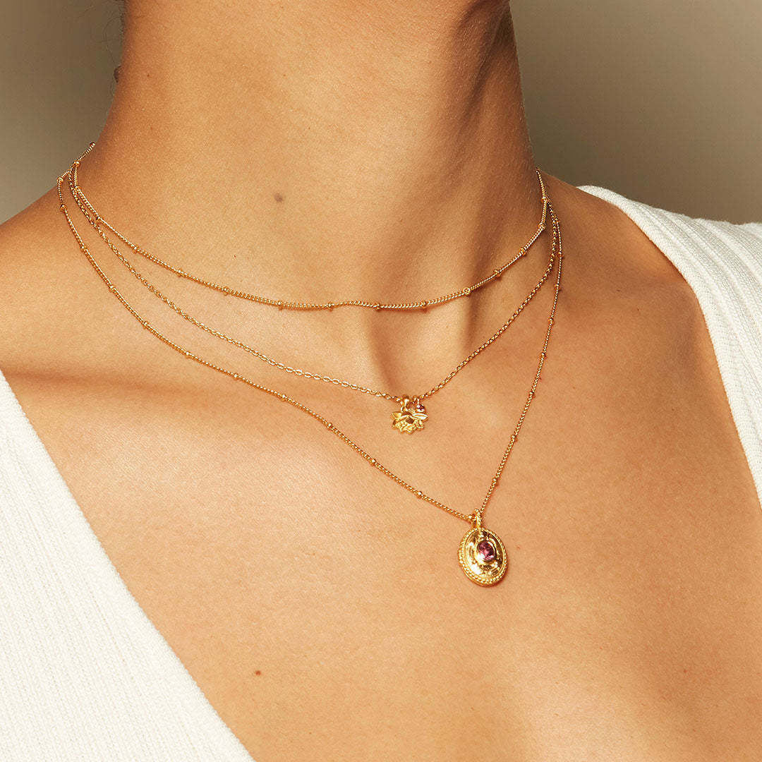 October Birthstone Locket Necklace with Lotus Pink Tourmaline