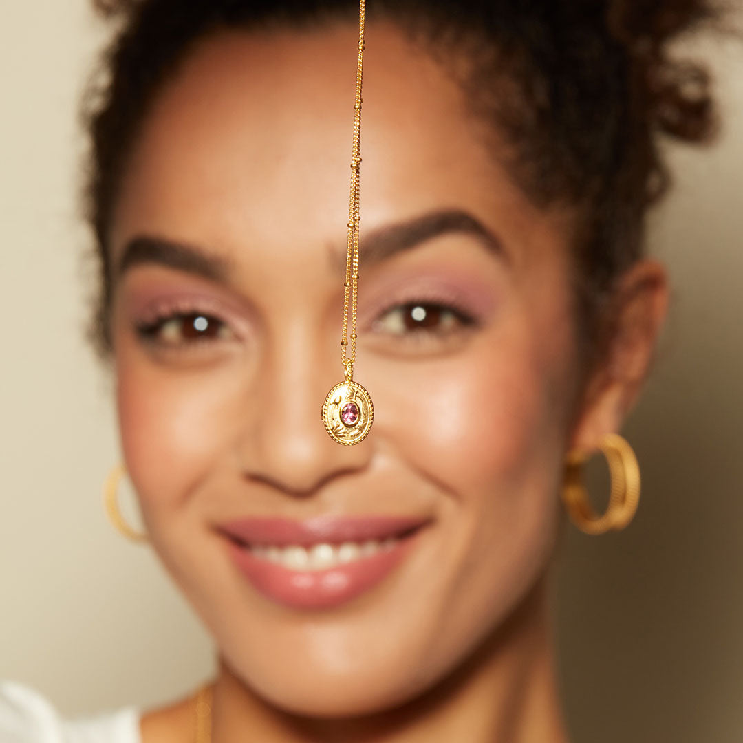 October Birthstone Locket Necklace with Lotus Pink Tourmaline