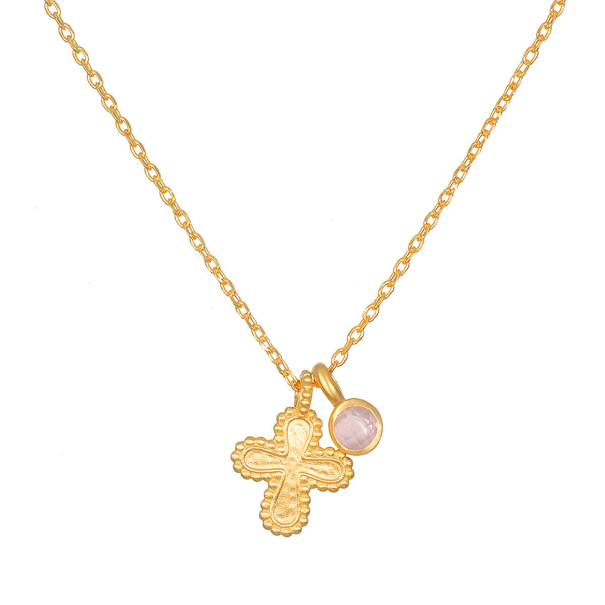 Rose Quartz Cross Necklace - A Symbol of Compassionate Faith