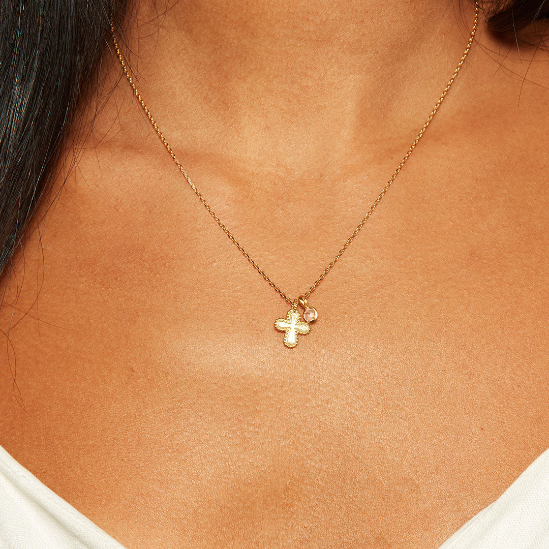 Rose Quartz Cross Necklace - A Symbol of Compassionate Faith