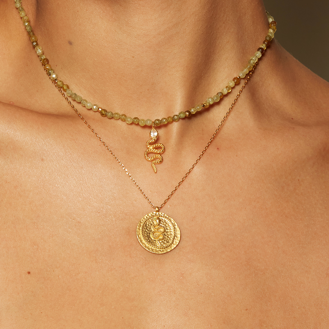 Infinity Energy Serpent Coin Pendant Necklace