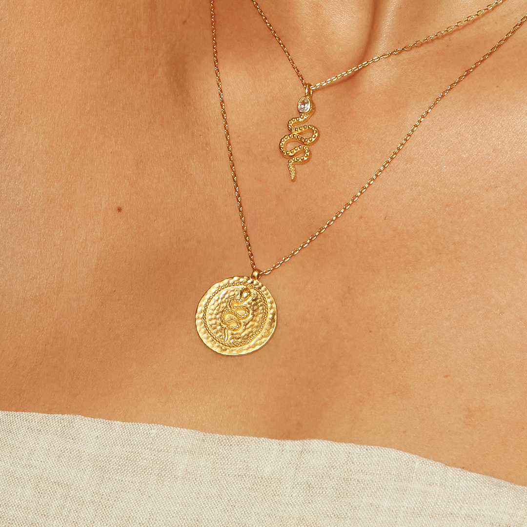 Infinity Energy Serpent Coin Pendant Necklace