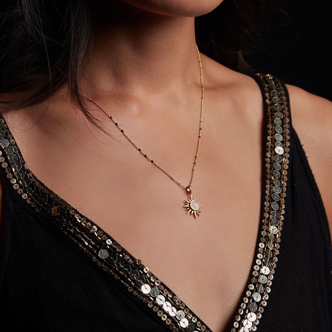 Celestial Moonstone Starburst Necklace