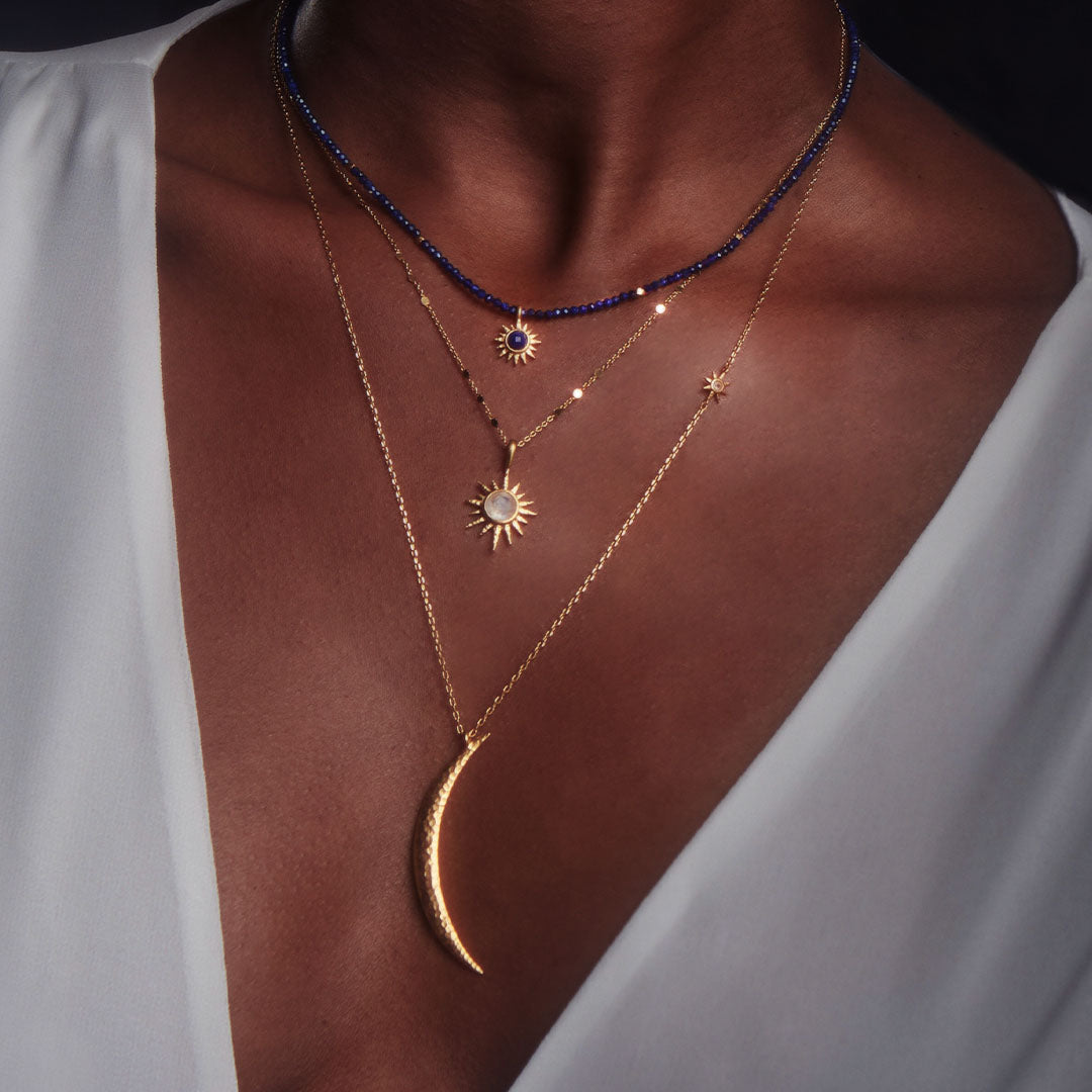 Celestial Moonstone Starburst Necklace