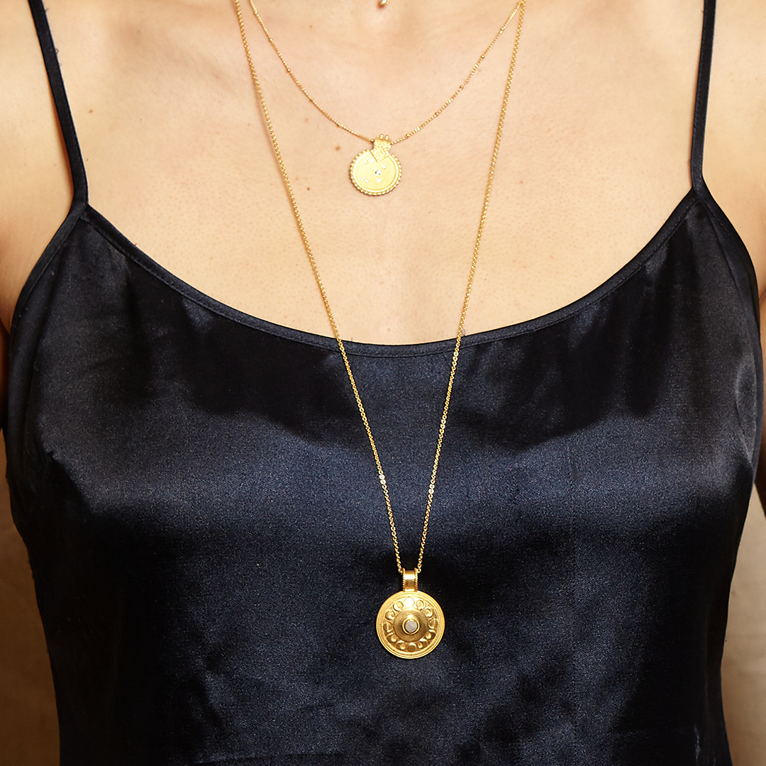 Gold Necklace Featuring the Phases of the Moon