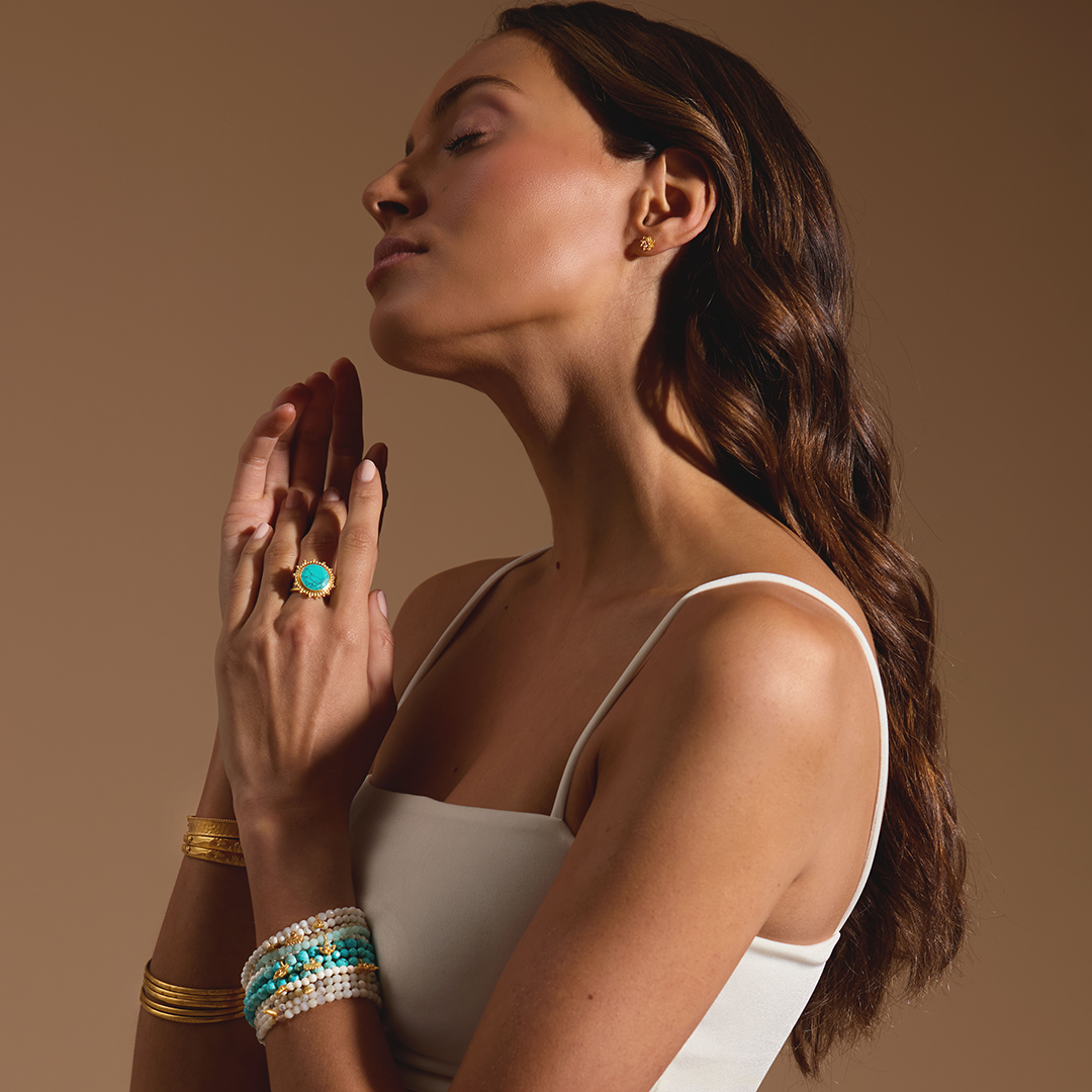 Turquoise and Gold Nurturing Voice Ring